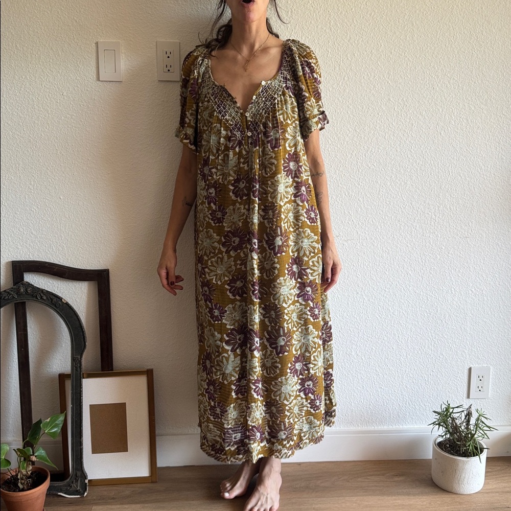 Free people NWOT Floral Maxi Dress in Purple and Yellow size xs